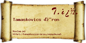 Tamaskovics Áron névjegykártya